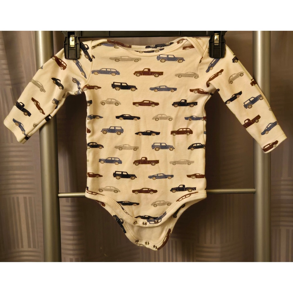 HB Baby Boy Long Sleeve Bodysuit Lot of 2 Vintage Car Striped 9-12M Cotton